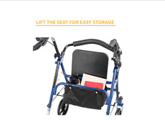 Drive Medical Four Wheel Rollator Rolling Walker with Fold Up Removable Back Sup