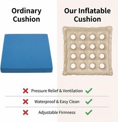 Breathable Inflatable Seat Cushion, 15.75“ for Back and Buttocks Relief – Beige