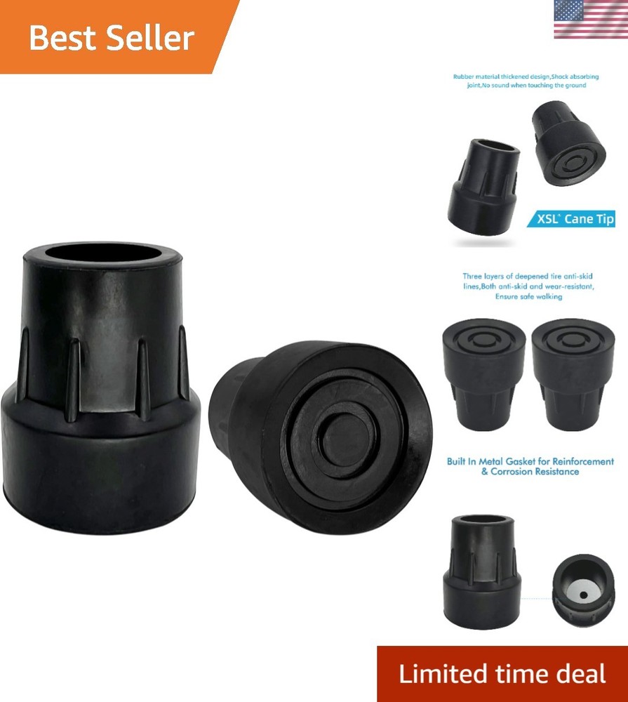 Reliable 1 Inch Replacement Cane Tips – Skid-Resistant & Metal Reinforced
