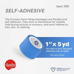 Dynarex Sensi-Wrap Self-Adhesive Bandages, 1×180 Inch (Pack of 30), Assorted