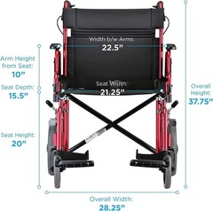 NOVA 332 Lightweight Transport Chair with Detachable Arms, Hand Brakes and…