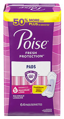 Poise Fresh Protection Pads Size 5 Maximum Long 64 Count Incontinence NEW
