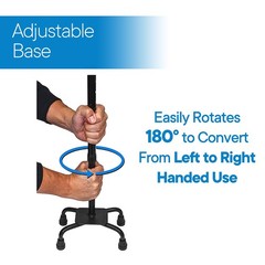 RMS Quad Cane – Adjustable Walking with 4-Pronged Base for Extra Black