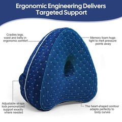 Entrq Alignment Pillow for Side Sleepers, Spine Pillow, Smooth Blue