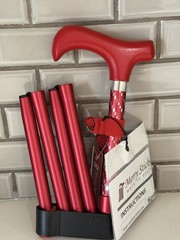 Merry Sticks Walking Collapsable Cane Ergonomic Handle & Wrist Strap DazzlingRed