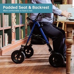Elenker All-Terrain 10″ Rollator Walker with Padded Seat Backrest Senior 300 lb