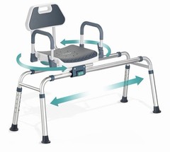 Sliding Shower Chair Tub Transfer Bench with Swivel Seat Bench for Elderly 360.