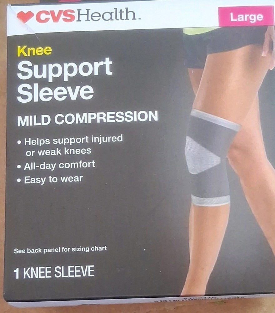CVS Health Knee Compression Support Sleeve, Mild Compression, Large, Gray