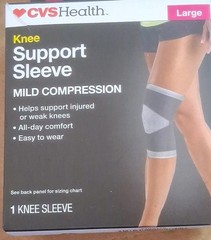 CVS Health Knee Compression Support Sleeve, Mild Compression, Large, Gray