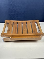 2-Tier Bamboo Shower Stool, Wooden Spa Bathing Stool, NEW 16x12x15