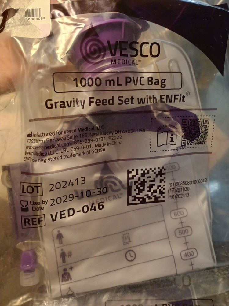 Lot Or 2, VESCO 1000ML GRAVITY FEED SETS W ENFit