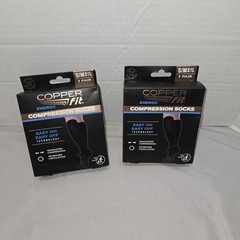 COPPER FIT Energy Compression Socks – Black, Size S/M~~M:6-9; W:7-10 Nwot Lot 2