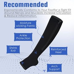2Pairs Compression Socks with Zipper, Stretchable Zip Up Compression Socks, S-M