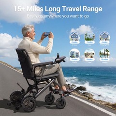 Lightweight Foldable Power Electric Wheelchair 18.5″ Wide Seat Airline Approve