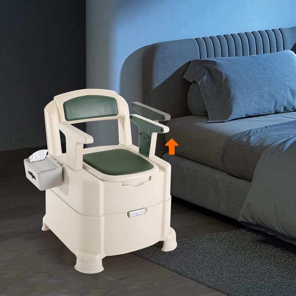 Portable Bedside Commode Toilet Chair with Sensor Night Light For Elderly 200kg