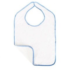 BULK PACK OF 48 Adult Bibs 18×30 Absorbent Clothing Protector Bib White/Blue
