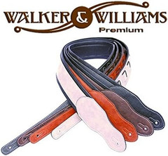 Walker & Williams G-25 Handmade Navy Blue Guitar Strap with Padded Glove Leather
