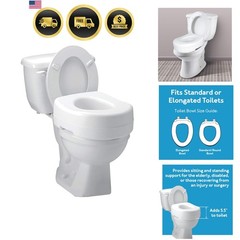 Toilet Seat Riser, Adds 5 Inches of Height, Elevated and Raised Toilet Seat w…
