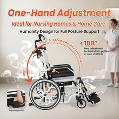 3-in-1 Multi-Purpose Wheelchair, Foldable Transport Wheelchair, Support 265 lbs