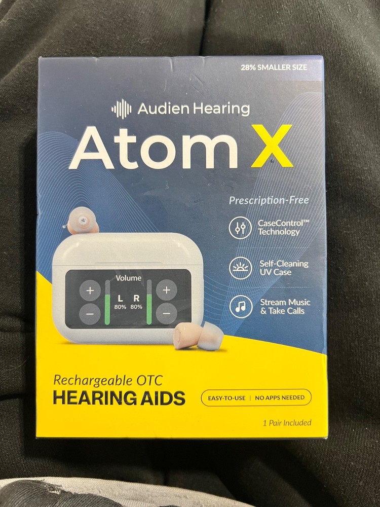 BRAND NEW Audien Hearing ATOM X -Rechargeable OTC Hearing Aids BLUETOOTH