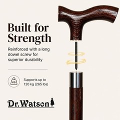 Dr. Watson – Handcrafted Wooden Walking Stick, Walking Cane with Fritz Handle
