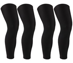 SUJAYU 2 Pairs Full Leg Compression Sleeve, Calf XX-Large Black+black