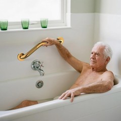 2 Pack 16 Inch Shower Grab Bars for Seniors, Gold Angled Anti Slip Grab Bars