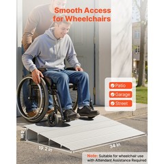 Uimoso 4-Inch Rise Door Threshold Ramp for Wheelchairs, Supports Up to 800 lbs