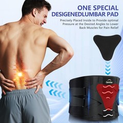 Cerviva Back Brace Support Belt-Lumbar for Medium（29.5“-35.4), Black