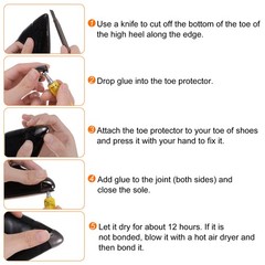 1pair Shoes Pointed Protector 1.54″x2.36″ Metal Women Toe Tip Cover Black