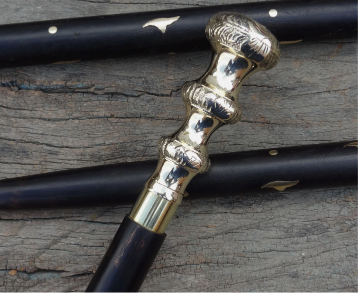 Brass Derby Handle Walking Cane Wooden Walking Stick Mobility Aid Gift Black