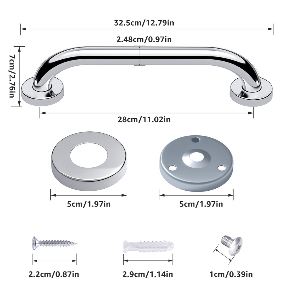 Shower Grab Bar Stainless Steel Handle Bathroom Safety Anti Slip For Elderly LOT