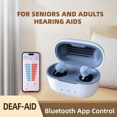 Bluetooth Hearing Aids For Seniors Rechargeable OTC With Noise Reduction Black