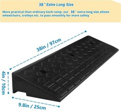 4″ Rise Rubber Curb Ramps Heavy Duty Driveway Curb Ramp 10 Ton Car Slope Ramp…
