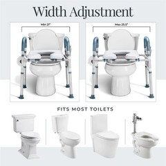 Adjustable Toilet Seat Riser for Seniors – Heavy Duty, Gray, Supports 400 lbs