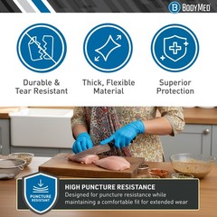 BodyMed Nitrile Gloves for Exam and Home Use, 100 Count – Latex & Powder Free