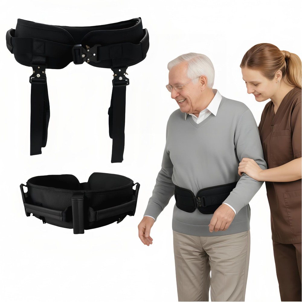 Gait Belt, Upgraded with Metal Buckle & Detachable Leg Straps, 7 Reinforced H…