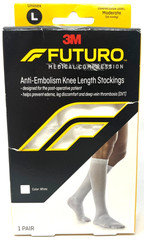 3M Futuro Anti-Embolism Knee-Length Stockings NIP Moderate 18 mmHg Large WHITE