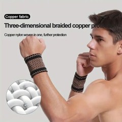 4 PCS Copper Sports Wrist Band Brace Wrap Adjustable Support Strap Carpal Tunnel