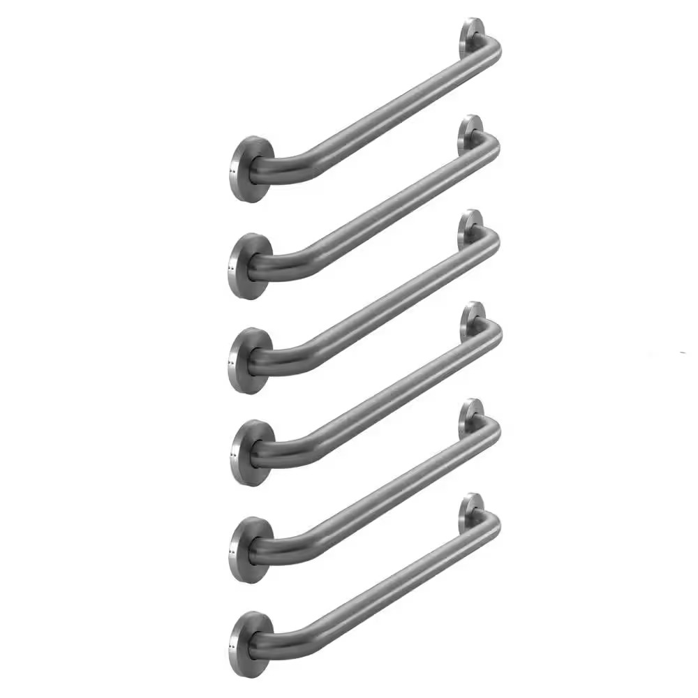 24 In. Grab Bar Combo in Brushed Stainless Steel (6-Pack)