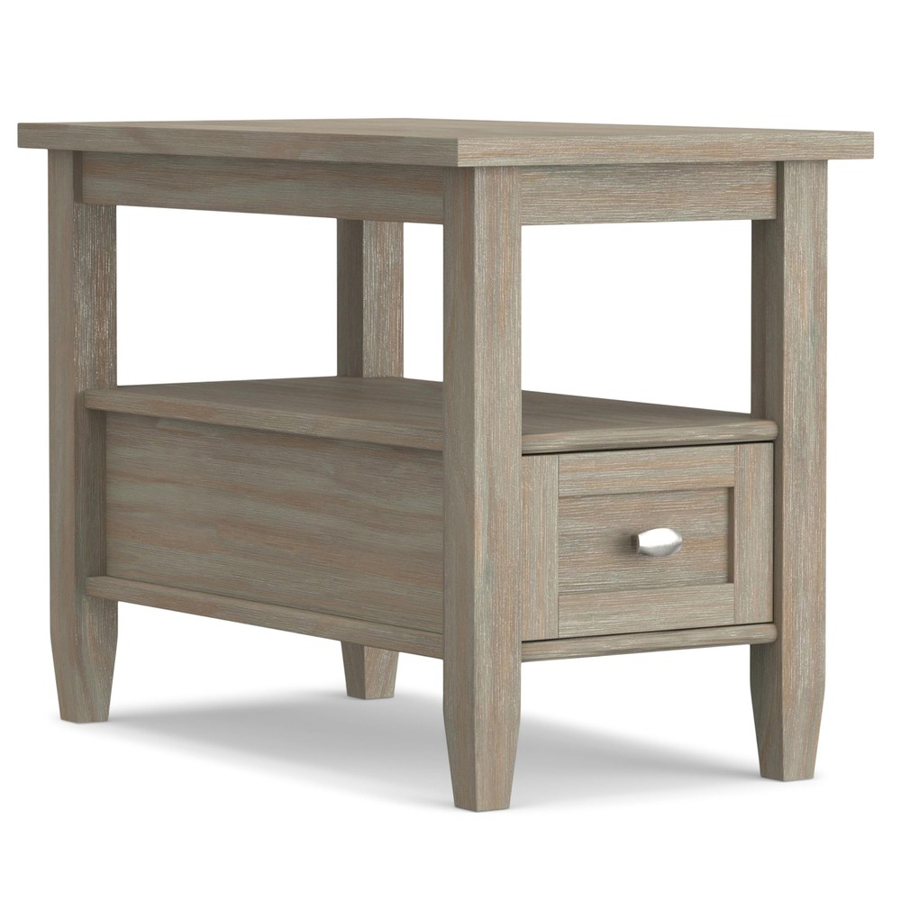 Simplihome Warm Shaker End – 14 Inch Wide Solid Wood Narrow Side In Distressed