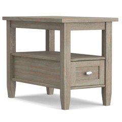 Simplihome Warm Shaker End – 14 Inch Wide Solid Wood Narrow Side In Distressed