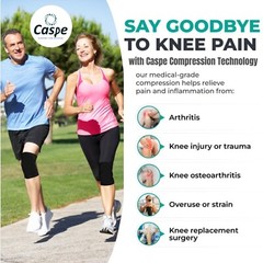 Caspe 2 Pack Knee Sleeve Brace Support For Sport Joint Pain Arthritis Relief