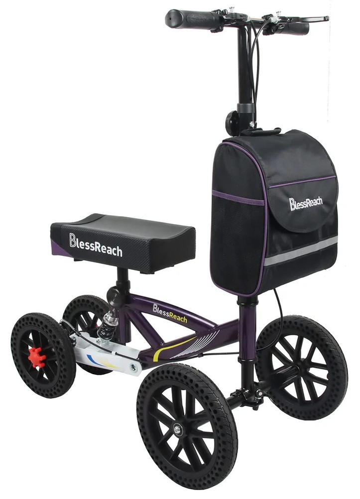 KNEE WALKER SCOOTER BLESSREACH All Terrain Foldable Disc Brake for Foot Injuries