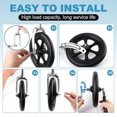 2 Pcs 8 Inch Walker Wheels Replacement Solid Wheelchair Front Wheels,Anti-Sli…