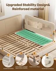 Growthfun Foldable Bed Rail For Toddlers 59In Reinforced Carbon Steel