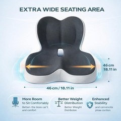 MOYEE Wide Memory Foam Seat Cushion with Lumbar Support for Office Chair & Car S