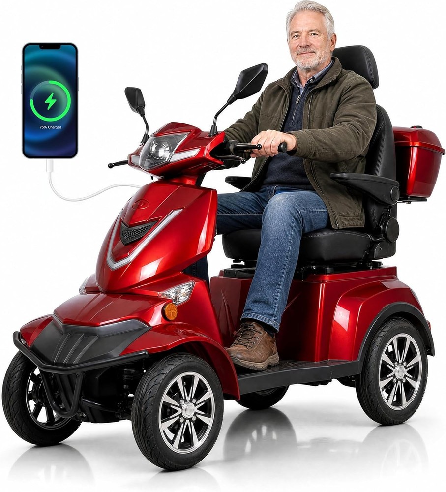4-Wheel Electric Mobility Scooter 1000W 60V 20Ah 15.53mph for Adults & Seniors
