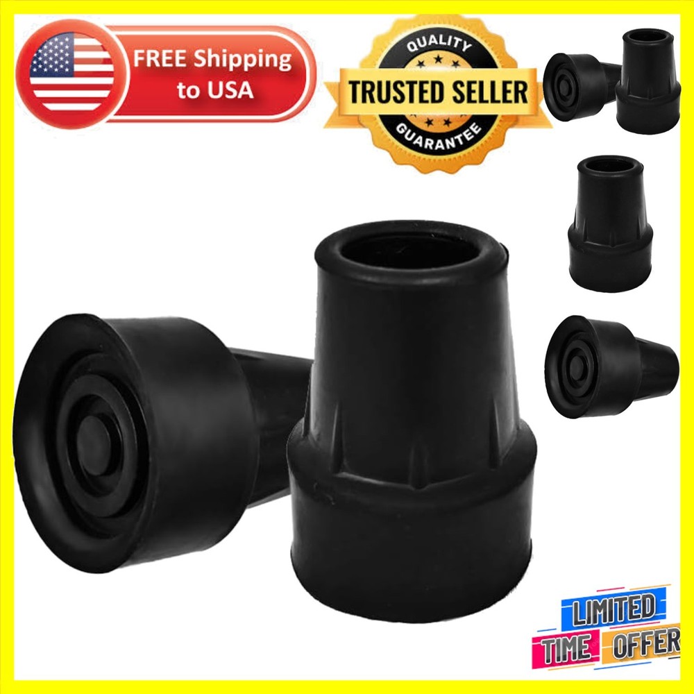 Reliable Metal Reinforced Rubber Cane Tips for 3/4 Inch Shafts – Pack of Two