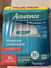 Assurance Unisex Premium Underpad for Adults, XL , Maximum Absorbency (30 Count)